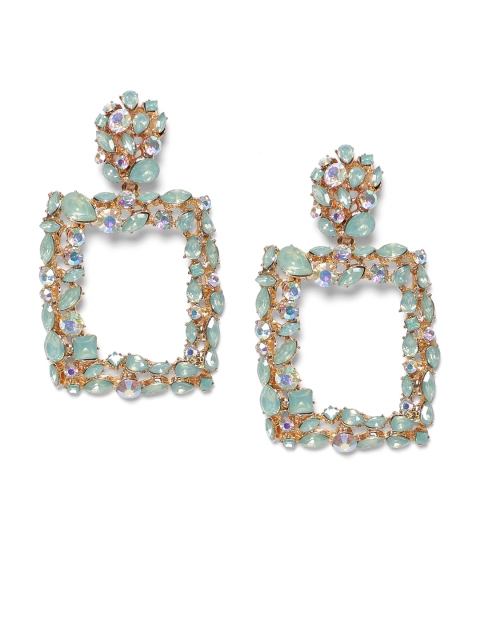 Kazo Sea Green Square Drop Earrings
