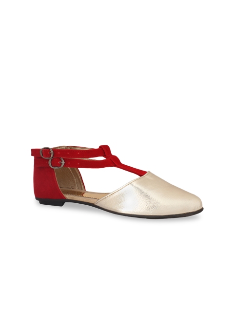 

MSC Women Gold-Toned & Red Colourblocked Ballerinas