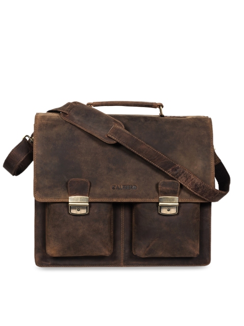 

CALFNERO Men Coffee Brown Solid Leather Messenger Bag