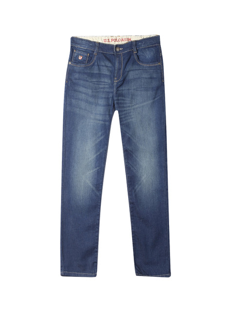 

U.S. Polo Assn. Kids Boys Blue Regular Fit Mid-Rise Clean Look Stretchable Jeans