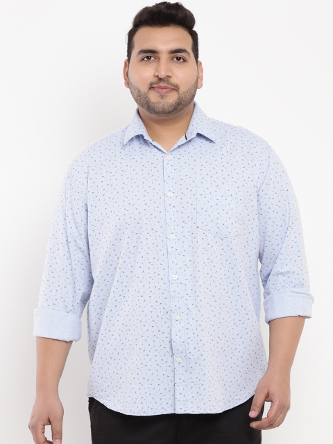 

John Pride Plus Size Men Blue Regular Fit Printed Casual Shirt