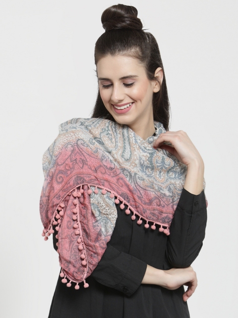 

J Style Grey & Pink Printed Scarf