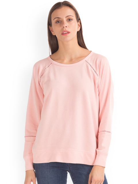 

GAP Women Pink Solid Sweatshirt