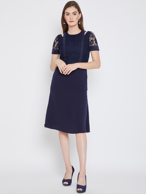 

Imfashini Women Navy Blue Self Design Sheath Dress