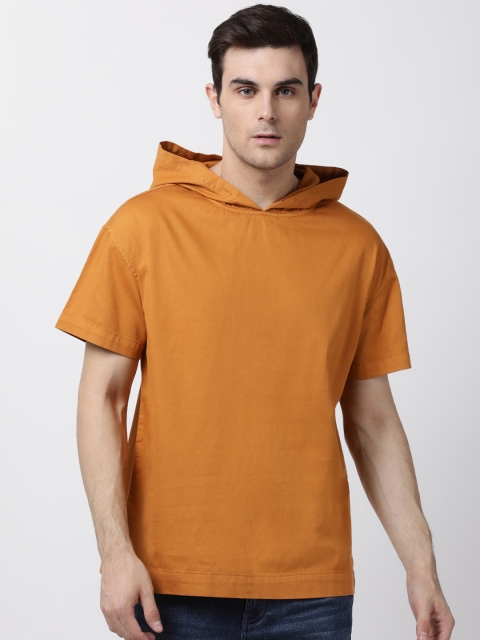 

Blue Saint Men Tan Brown Solid Hooded T-shirt