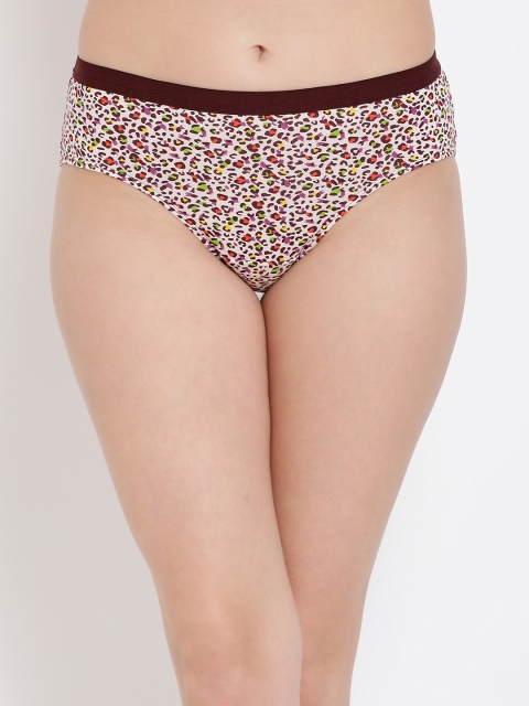 

Clovia Women Burgundy Printed Bikini Briefs PN3071P15