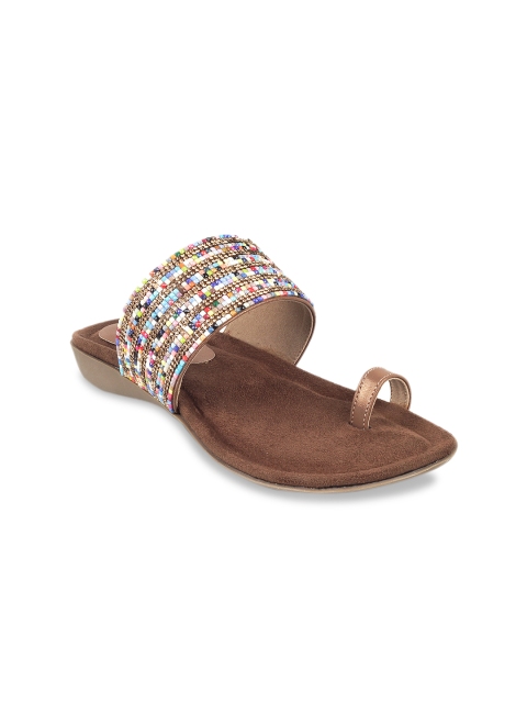 

SOLE HEAD Women Brown Solid Synthetic One Toe Flats
