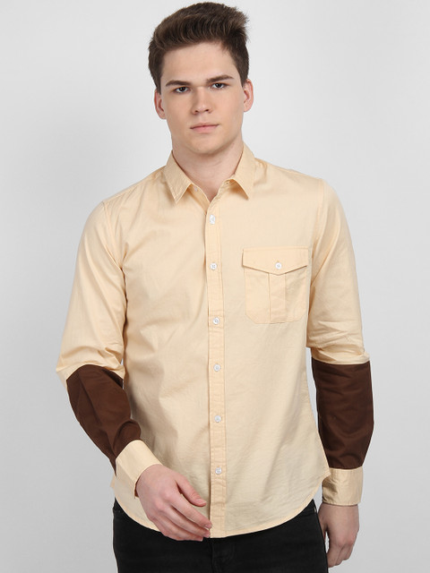 

LA LOFT Men Beige Regular Fit Colourblocked Casual Shirt