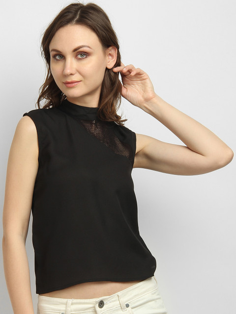 

LA LOFT Women Black Solid Top