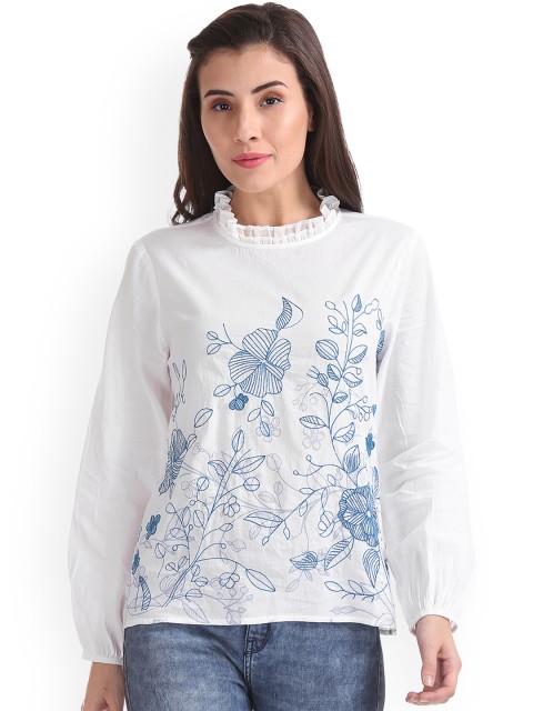 

Elle Women White Printed Top