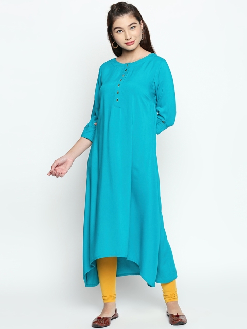 

RANGMANCH BY PANTALOONS Women Blue Solid A-Line Kurta