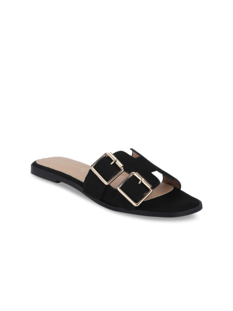 

Truffle Collection Women Black Solid Synthetic Open Toe Flats