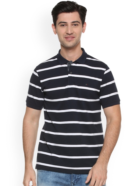 

Peter England Casuals Men Black Striped Polo Collar T-shirt