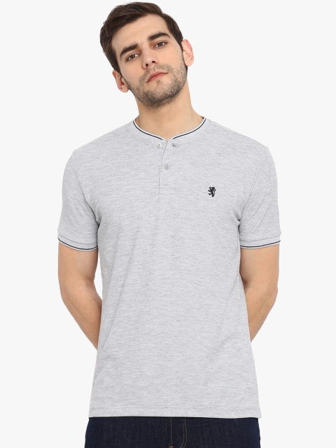 

Red Tape Men Grey Melange Solid Henley Neck T-shirt