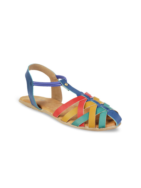

SOLE HEAD Women Blue Solid Synthetic Open Toe Flats