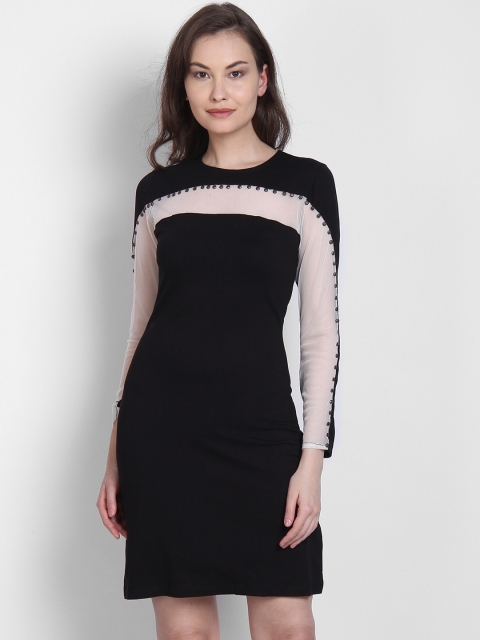 

LA LOFT Women Black Self Design Sheath Dress