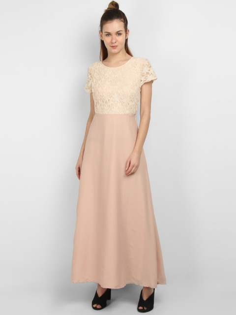 

LA LOFT Women Peach-Coloured Solid Maxi Dress