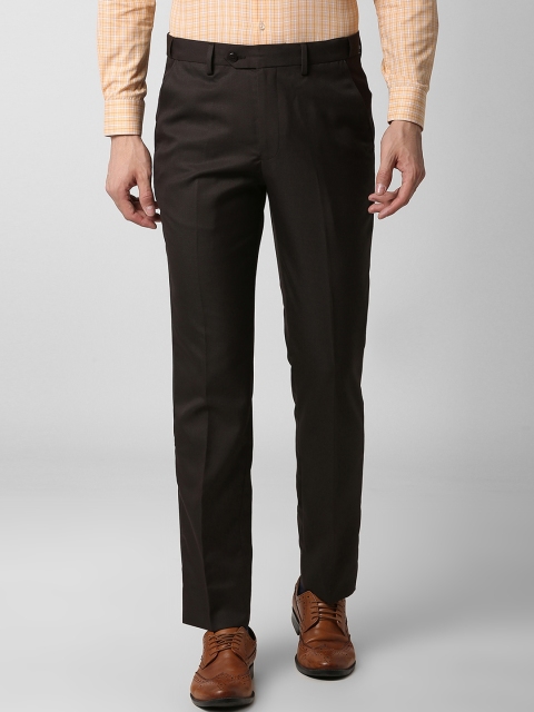 

Peter England Men Brown Slim Fit Solid Regular Trousers