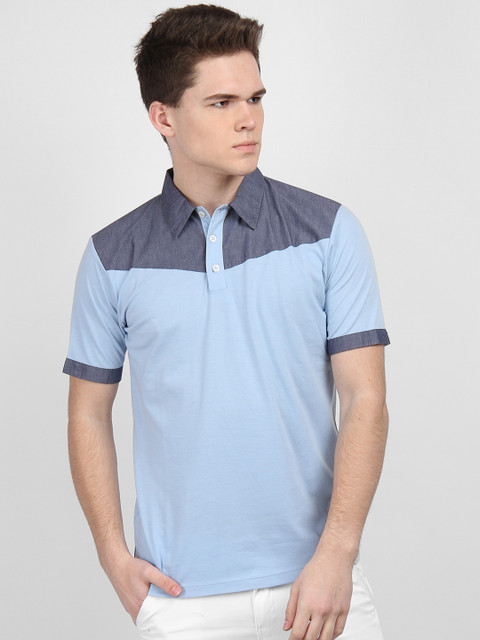 

LA LOFT Men Blue Colourblocked Polo Collar T-shirt