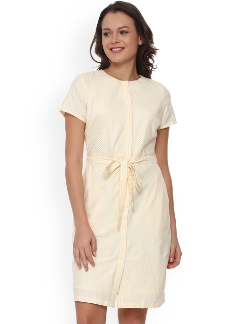 

Allen Solly Woman Women Yellow Striped A-Line Dress