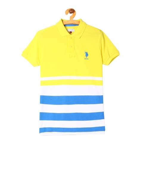 

U.S. Polo Assn. Kids Boys Yellow & White Striped Polo Collar T-shirt