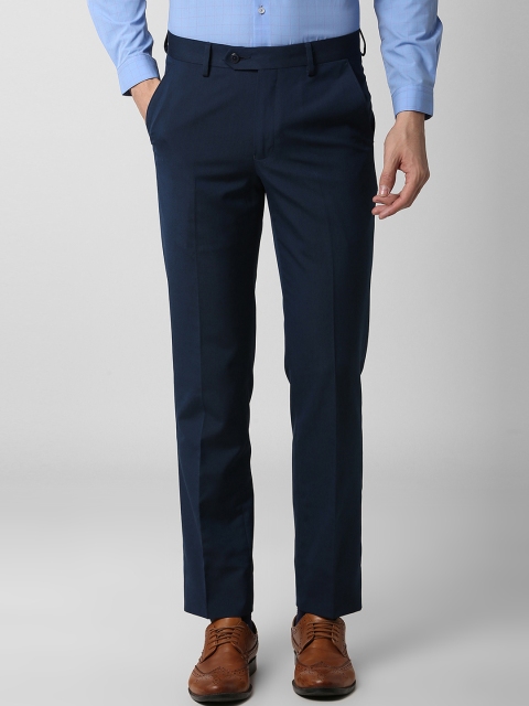 

Peter England Men Navy Blue Slim Fit Solid Formal Trousers