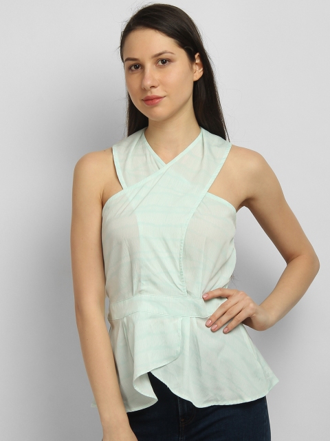 

LA LOFT Women Green Solid Peplum Top