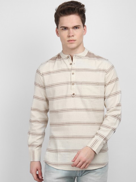 

LA LOFT Men Beige Regular Fit Striped Casual Shirt