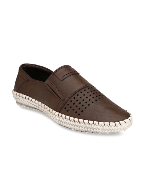 

El Paso Men Coffee Brown Perforated Slip-On Sneakers