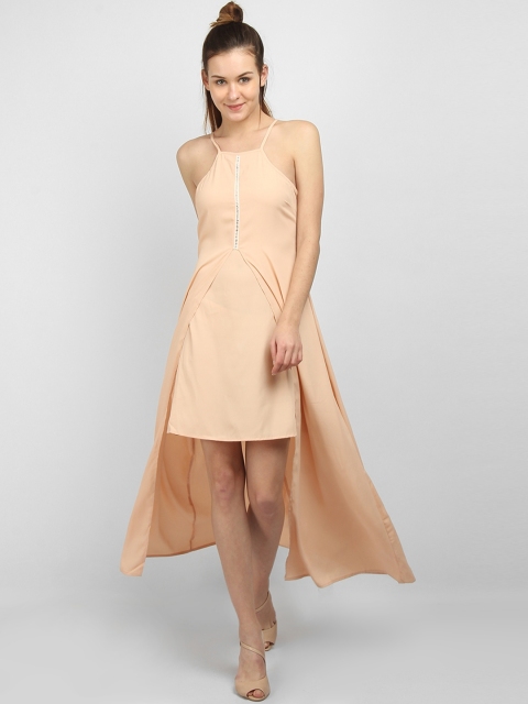 

LA LOFT Women Peach-Coloured Solid Maxi Dress