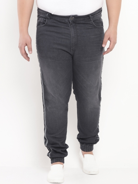 

John Pride Plus Size Men Charcoal Grey Regular Fit Mid-Rise Clean Look Joggers