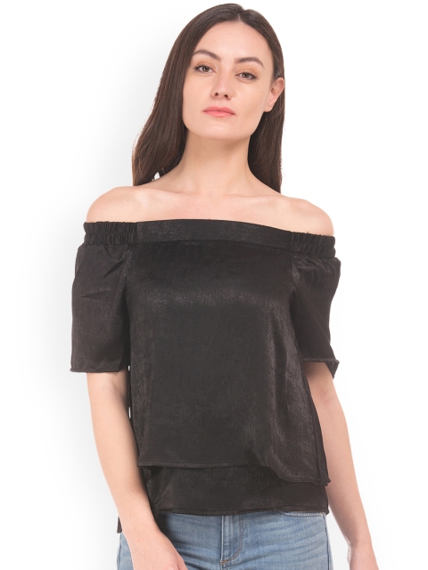 

Elle Women Black Solid Bardot Top