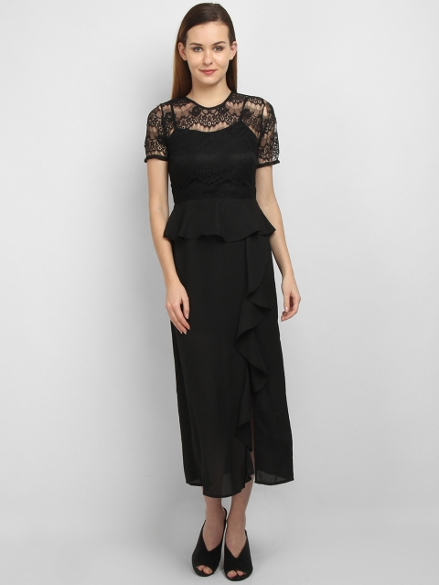 

LA LOFT Women Black Solid Peplum Dress