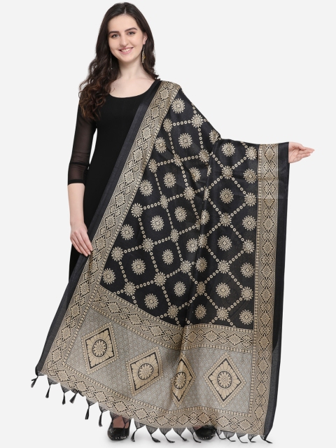 

Satrani Black & Beige Woven Design Dupatta