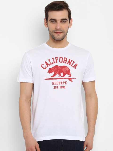 

Red Tape Men White Printed Round Neck T-shirt