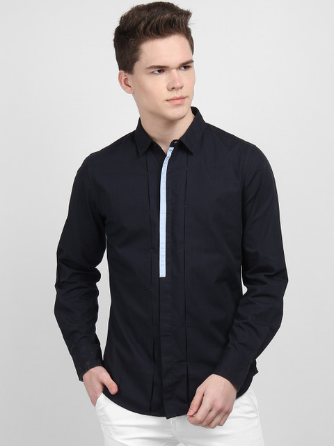 

LA LOFT Men Navy Blue Regular Fit Solid Casual Shirt