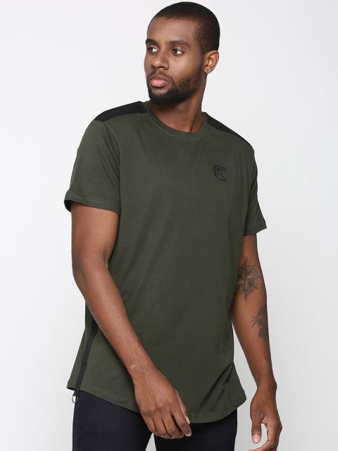 

SKULT by Shahid Kapoor Men Olive Green Solid Round Neck T-shirt
