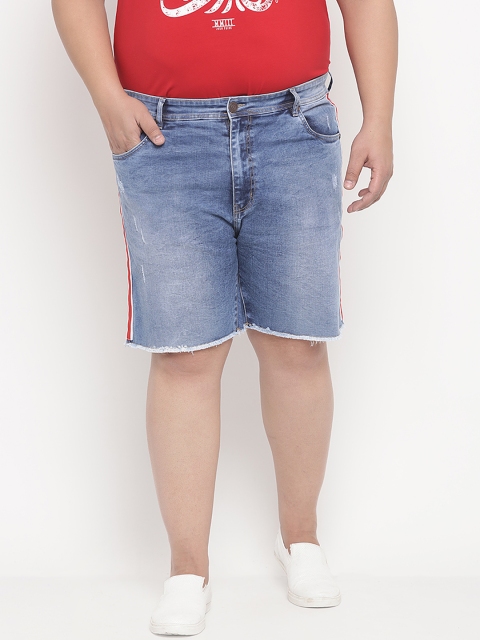 

John Pride Plus Size Men Blue Washed Regular Fit Denim Shorts