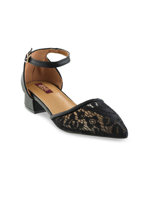 

SHUZ TOUCH Women Black Woven Design Pumps
