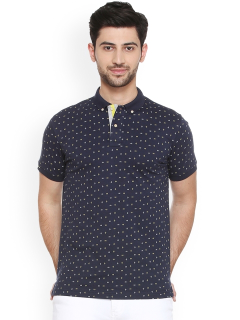 

Peter England Casuals Men Navy Blue Printed Polo Collar T-shirt
