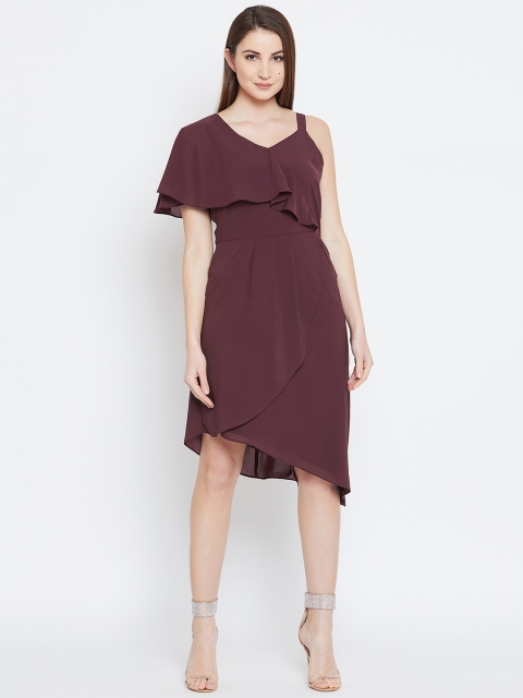 

Imfashini Women Burgundy Solid Wrap Dress