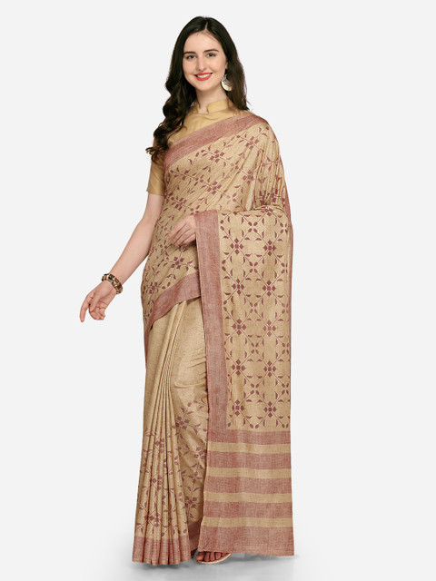 

Rajnandini Beige Printed Poly Silk Saree