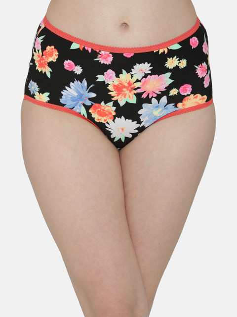 

Clovia Women Black & Multicoloured Printed Hipster Briefs PN3016P13