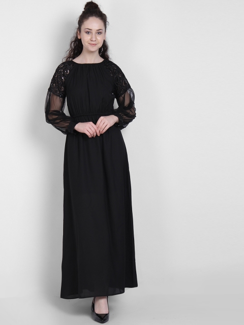 

LA LOFT Women Black Solid Maxi Dress