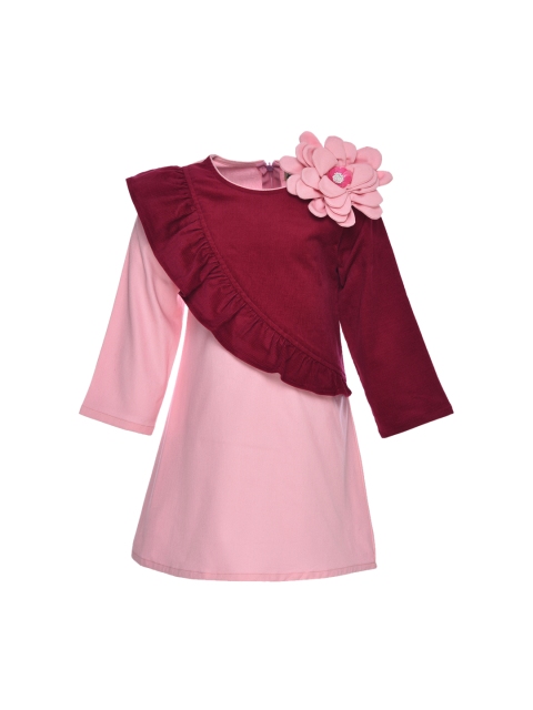 

A Little Fable Girls Pink Cord Color Block Dress
