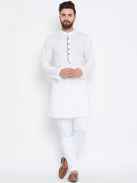 

See Designs Men White Solid Straight Kurta