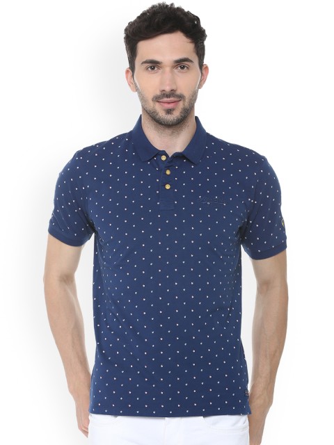 

Solly Jeans Co. Men Navy Blue Printed Polo Collar T-shirt
