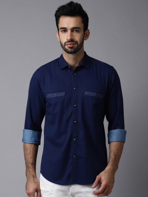 

Bene Kleed Men Navy Blue Smart Slim Fit Solid Casual Shirt