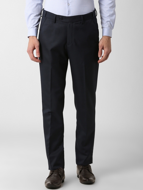 

Peter England Men Navy Blue Slim Fit Solid Formal Trousers