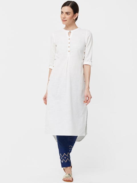 

Naari Women Off-White Solid Straight Kurta